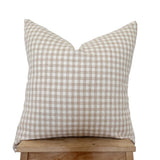 Gingham Wheat Cotton Woven Pillow Cover