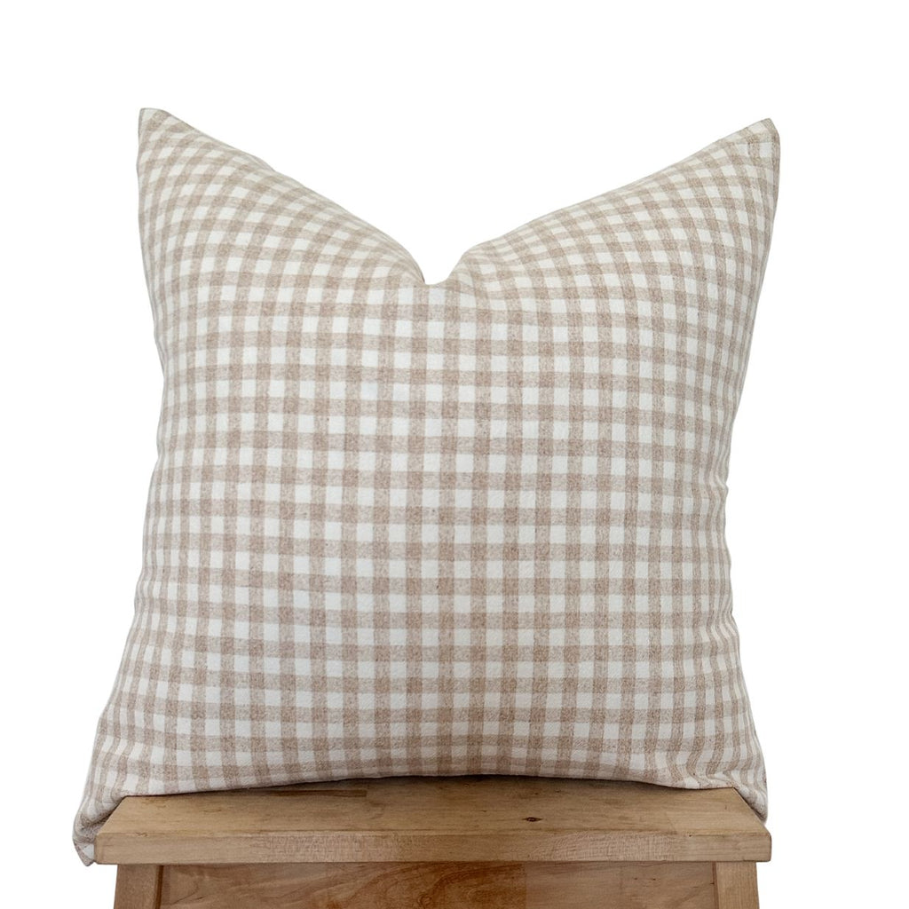 Gingham Wheat Cotton Woven Pillow Cover