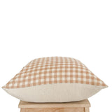 Tan Gingham Cotton Woven Pillow Cover