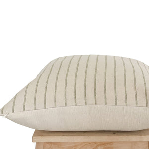 Olive Stripe Cotton Woven Pillow Cover